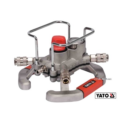 Пневморозподільник з редуктором та манометром YATO 1/4" 1.3 МПа 4 канали YT-23860