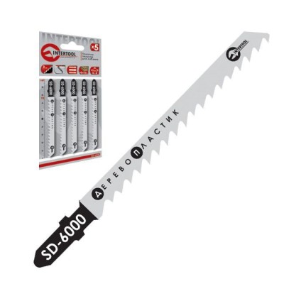Полотно пильное для лобзика рабочая длина 75 мм, расстояние между зубьями 3.0 мм для работы по дереву и пластику [SD-6000] Intertool SD-6000