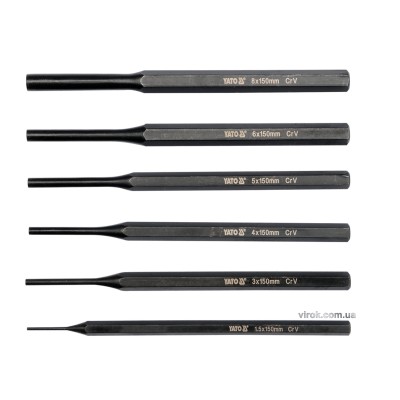 Пробойники слесарные YATO 1.5, 3, 4, 5, 6, 8 х 150 мм 6 шт YT-47121
