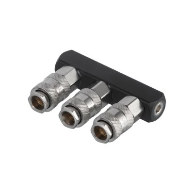 Разветвитель воздуха 1/4" на 3 выхода, прямой, с быстроразъемными соединениями, 10bar Intertool PT-1855