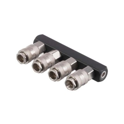 Разветвитель воздуха 1/4" на 4 выхода, прямой, с быстроразъемными соединениями, 10bar Intertool PT-1856