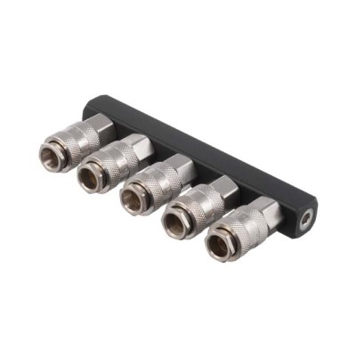 Разветвитель воздуха 1/4" на 5 выходов, прямой, с быстроразъемными соединениями, 10bar Intertool PT-1857