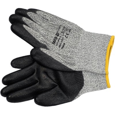 Рукавиці робочі поліетиленові (HPPE) YATO покриті чорним поліуретаном, розмір 9 YT-74771