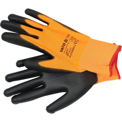 Рукавиці робочі з поліуретановою оболонкою YATO розмір 8, для користування смартфоном YT-74751