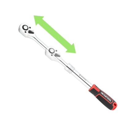 Рукоятка с храповым механизмом телескопическая, 72 зуба 1/2", Cr-V STORM Intertool ET-8006