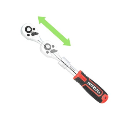 Рукоятка с храповым механизмом телескопическая, 72 зуба 1/4", Cr-V STORM Intertool ET-8004