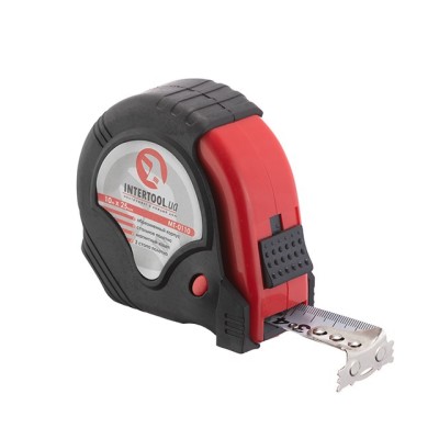 Рулетка с металлическим полотном 10м*25мм, три стопора полотна Intertool MT-0110