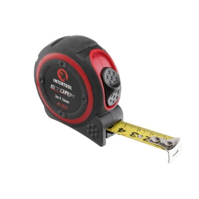 Рулетка с металлическим полотном 3м*16мм, нейлоновое покрытие полотна STORM Intertool MT-0833