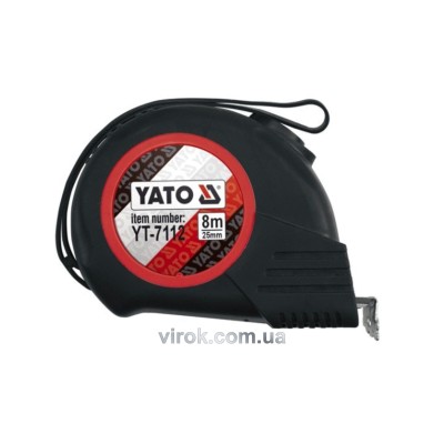 Рулетка з нейлоновим покриттям та магнітним гачком YATO 8 м х 25 мм YT-7112