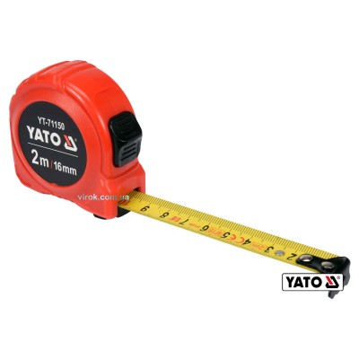 Рулетка YATO 2 м x 16 мм зі сталевою стрічкою та нейлоновим покриттям та подвійним блокуванням YT-71150