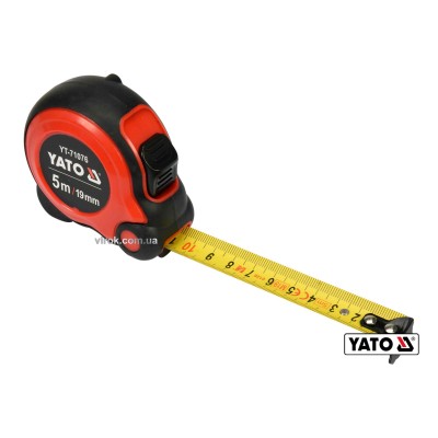 Рулетка YATO 5 м x 19 мм зі сталевою стрічкою та нейлоновим покриттям та подвійним блокуванням YT-71076