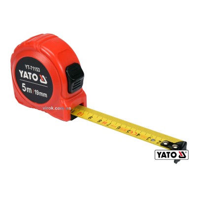 Рулетка YATO 5 м x 19 мм зі сталевою стрічкою та нейлоновим покриттям та подвійним блокуванням YT-71153