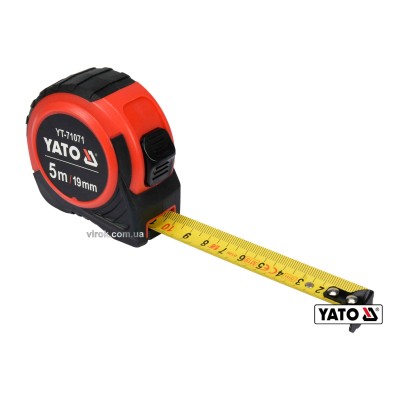 Рулетка YATO 5 м x 19 мм зі сталевою стрічкою та нейлоновим покриттям YT-71071