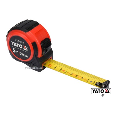 Рулетка YATO 5 м x 25 мм зі сталевою стрічкою та нейлоновим покриттям YT-71072