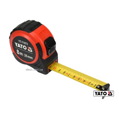 Рулетка YATO 8 м x 25 мм зі сталевою стрічкою та нейлоновим покриттям YT-71073
