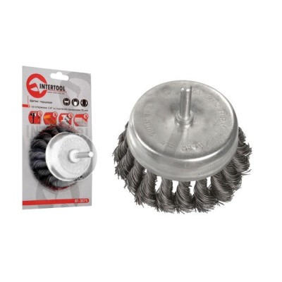 Щетка чашечная 75 мм для дрели, 1/4" (пучки витой проволоки) Intertool BT-3075