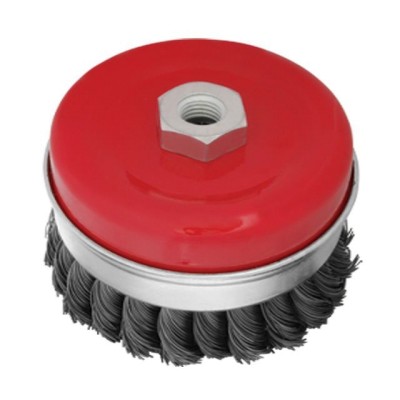 Щетка чашечная усиленная 100 мм, для УШМ, М14 (пучки витой проволоки) Intertool BT-1101