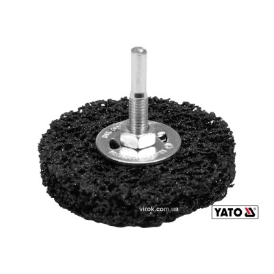 Щетка дисковая из синтетического волокна для дрели YATO ?75 мм 4500 об/мин с хвостовиком ?6 мм YT-47801