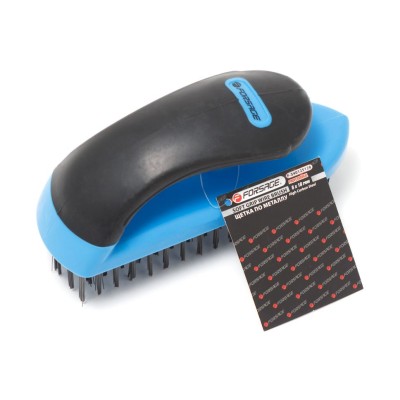 Щітка по металу ручна в пластиковому корпусі з прогумованою рукояткою (дрот із високовуглецевої сталі, 5x18рядів) Forsage F-340125128