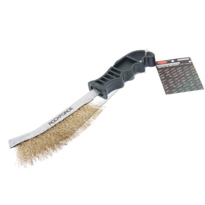 Щетка по металлу ручная в железном корпусе с пластиковой рукояткой (медь) ROCKFORCE RF-34012124