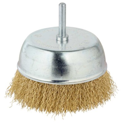 Щетка проволочная чашеобразная Ø100мм хвостовик Ø6мм латунированная GRAD 9034105