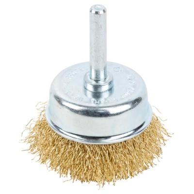 Щетка проволочная чашеобразная Ø50мм хвостовик Ø6мм латунированная GRAD 9034055