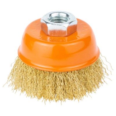 Щетка проволочная чашеобразная Ø65мм М14×2мм латунированная GRAD 9033065