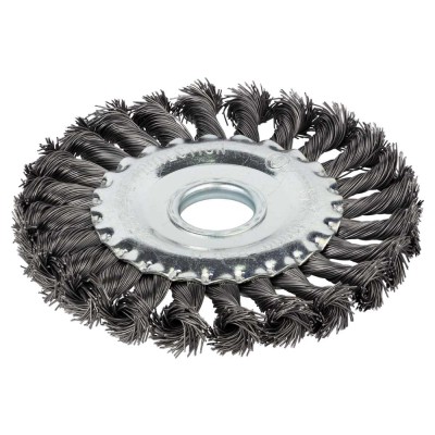 Щетка проволочная дискообразная Ø125мм Ø22.2мм стальная витая GRAD 9038125