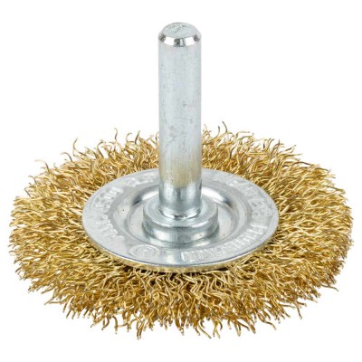 Щетка проволочная дискообразная Ø50мм хвостовик Ø6мм латунированная GRAD 9032055