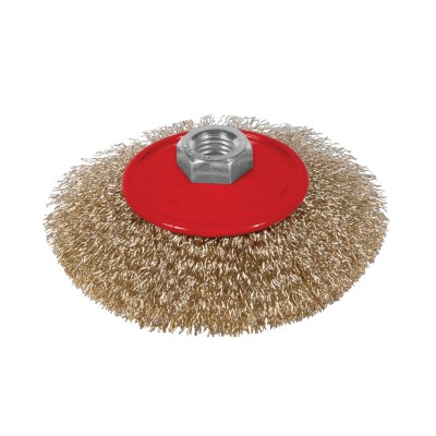 Щетка проволочная конусообразная Ø115мм М14×2мм латунированная SIGMA 9016111