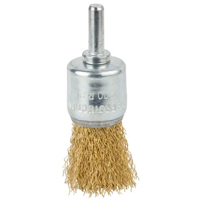 Щетка проволочная конусообразная Ø25мм хвостовик Ø6мм латунированная GRAD 9036025