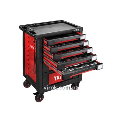 Шкаф с инструментами на 4 колесах YATO 95.8 х 76.6 х 46.5 см с 7 шуфлядами 165 шт YT-55293