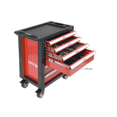 Шкаф с инструментами на колесах YATO 97.5 x 76.5 x 46.5 см с 6 шуфлядами 177 шт YT-55300