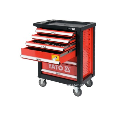 Шкаф с инструментами на колесах YATO 97 x 77 x 47 cм с 6 шуфлядами 185 шт YT-55307