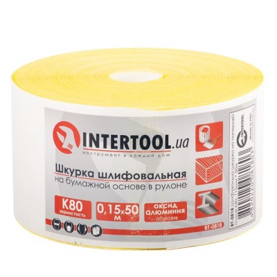 Шкурка шлифовальная на бумажной основе К80, 115мм*50м Intertool BT-0818