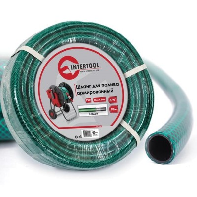 Шланг для поливу 3-х шаровий 3/4", 10м, армований PVC Intertool GE-4041