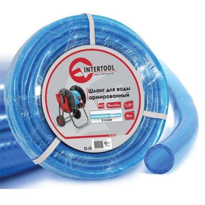 Шланг для води 3-х шаровий 1/2", 10м, армований, PVC Intertool GE-4051