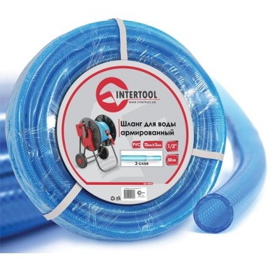 Шланг для води 3-х шаровий 1/2", 50м, армований PVC Intertool GE-4056