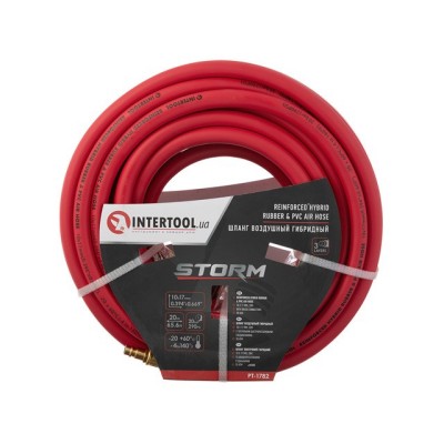 Шланг гибридный, профессиональный, 20 атм, 10*17мм, 20м с латунными быстроразъемными соединениями, STORM [PT-1782] Intertool PT-1782