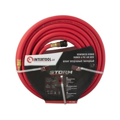 Шланг гибридный, профессиональный, 20 атм, 10*17мм, 30м с латунными быстроразъемными соединениями, STORM Intertool PT-1783