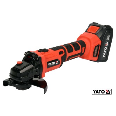 Шлифмашина угловая аккумуляторная бесщеточная YATO Li-Ion 18 В 3 Ач 125 мм + кейс YT-82829