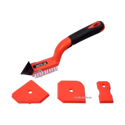 Шпателя для силикона и щетка с металлическим скребком для фуговки YATO 4 шт YT-52621