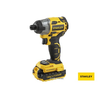 Шуруповерт безщітковий акумуляторний STANLEY 2 х Li-ion 18 В 2 Ач 1/4" 160 Нм + кейс SBI201D2K-RU Шуруповерт безщітковий акумуляторний STANLEY 2 х Li-ion 18 В 2 Ач 1/4" 160 Нм + кейс SBI201D2K-RU