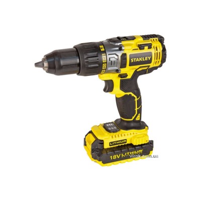Шуруповерт-дриль акумуляторний STANLEY Li-Ion 18 В 2 Ач + 2 акумулятори та кейс STDC18LHBK-RU Шуруповерт-дриль акумуляторний STANLEY Li-Ion 18 В 2 Ач + 2 акумулятори та кейс STDC18LHBK-RU