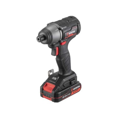 Шуруповерт ударный аккумуляторный с бесщеточным двигателем 20 В, 200 Nm, 0-2900 об/мин, 0-4000 уд/мин, 1/4", литий-ион, 2.0 Ач, ЗУ 2А, кейс Intertool WT-0362