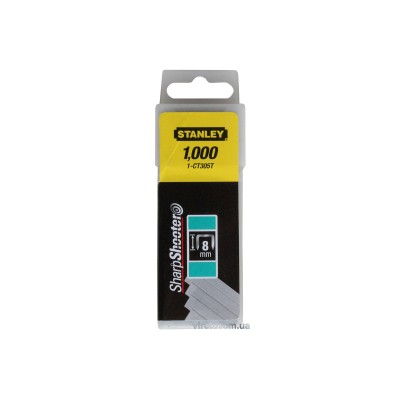 Скобы для крепления кабеля STANLEY "FLAT NARROW CROWN" 8 мм 1000 шт 1-CT305T Скобы для крепления кабеля STANLEY "FLAT NARROW CROWN" 8 мм 1000 шт 1-CT305T