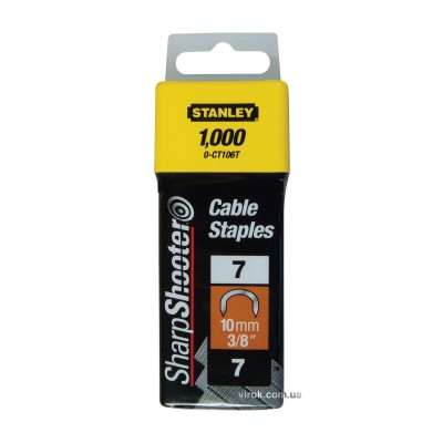 Скобы для крепления кабеля STANLEY "S" 10 мм 1000 шт 1-CT106T Скобы для крепления кабеля STANLEY "S" 10 мм 1000 шт 1-CT106T
