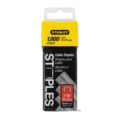 Скобы для крепления кабеля STANLEY "S" 11 мм 1000 шт 1-CT107T Скобы для крепления кабеля STANLEY "S" 11 мм 1000 шт 1-CT107T