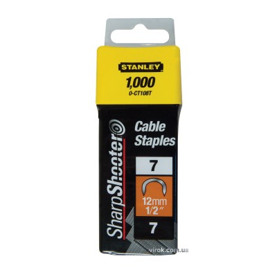 Скобы для крепления кабеля STANLEY "S" 12 мм 1000 шт 1-CT108T Скобы для крепления кабеля STANLEY "S" 12 мм 1000 шт 1-CT108T