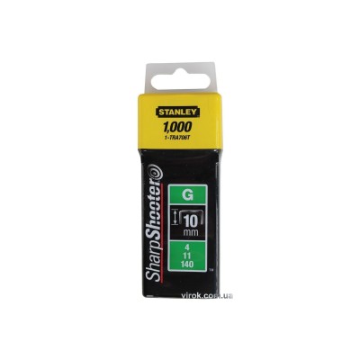 Скоби для степлера STANLEY "Heavy Duty" "G" 10 мм 1000 шт 1-TRA706T Скоби для степлера STANLEY "Heavy Duty" "G" 10 мм 1000 шт 1-TRA706T